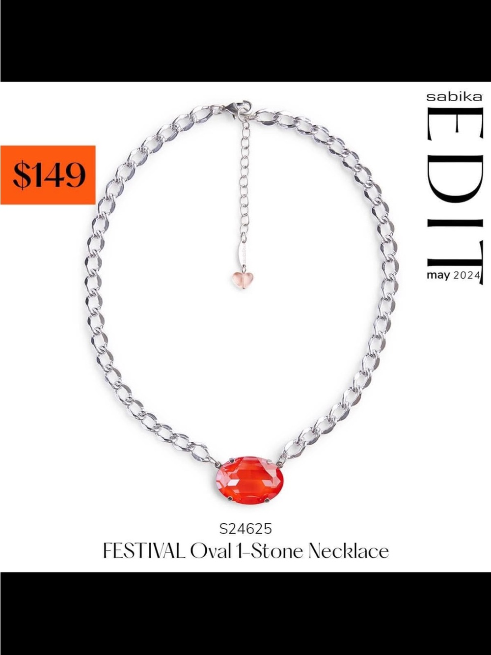 Sabika FESTIVAL oval 1-Stone Necklace Bold Red Gemstone winter 2018